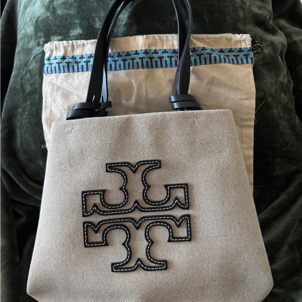 Tory Burch Beige Tote with Black Handles